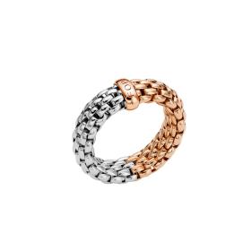 Weißgold, Ringe, FOPE Zweifarbiger Flex'it Essentials Ring mit flachem Kettengeflecht 08E02AX_XX_1_XRX_00S