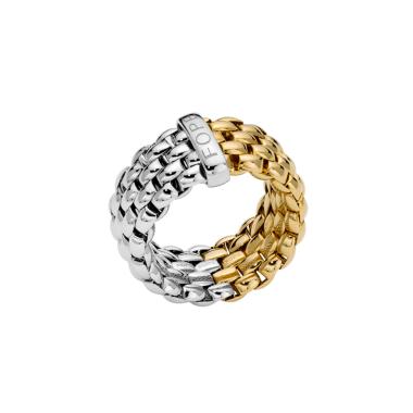 Ringe, Weißgold, FOPE Zweifarbiger Flex'it Essentials Ring mit ovalem Kettengeflecht