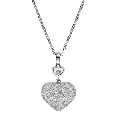 Halsschmuck, Weißgold, Chopard Happy Hearts Kette mit Anhänger